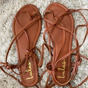 Lulus wrapped brown sandals